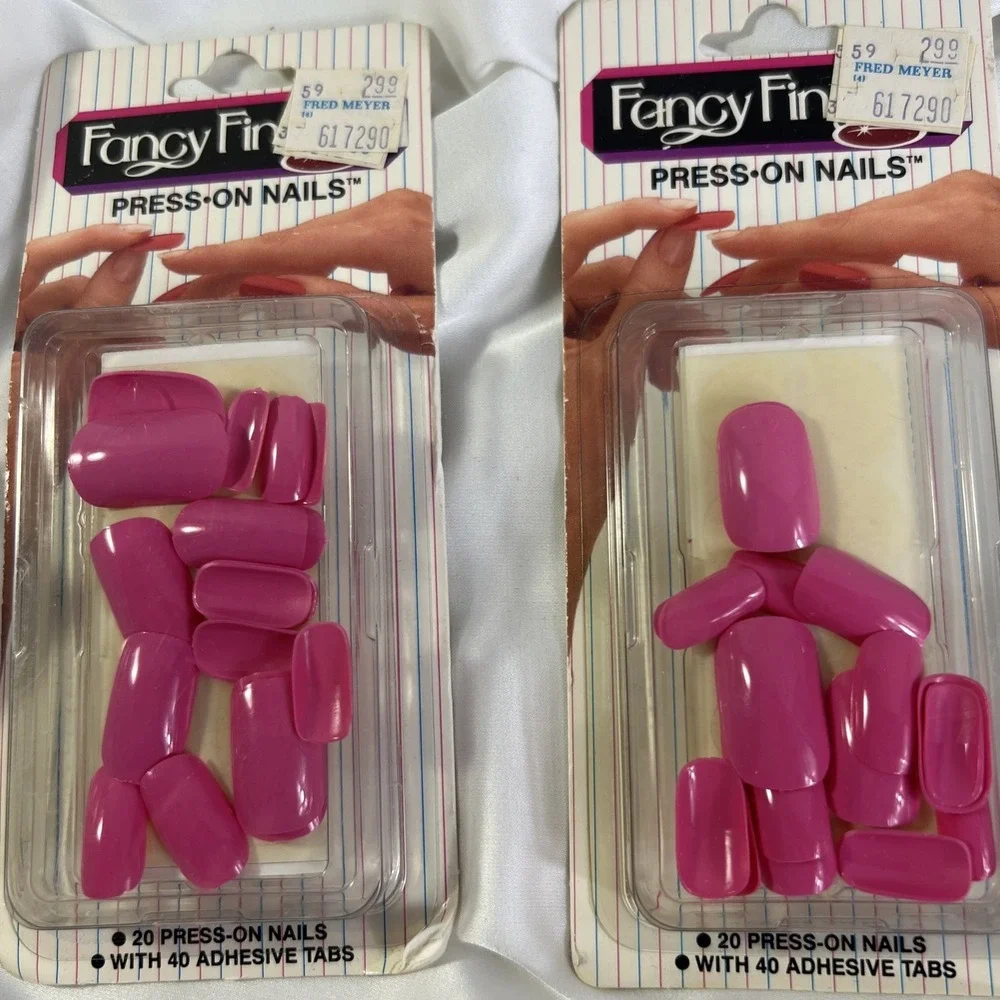 Vinatge Fancy Fingers RAZZLE BERRY Press On Nails 2 Pack New In Box Adhesive Tab